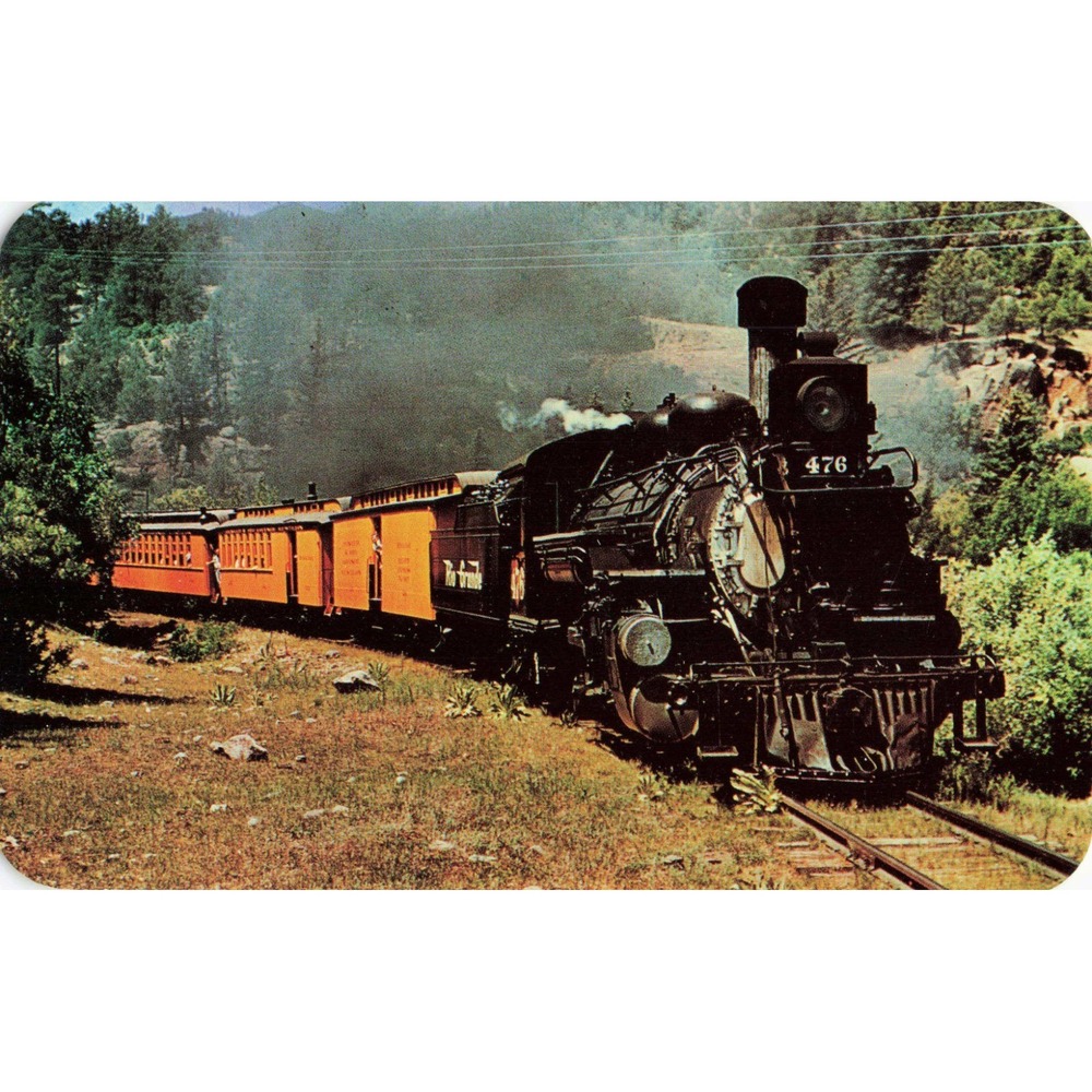 Rio Grande 476 Steam Engine Durango Silverton Colorado Vintage Postcard 3854